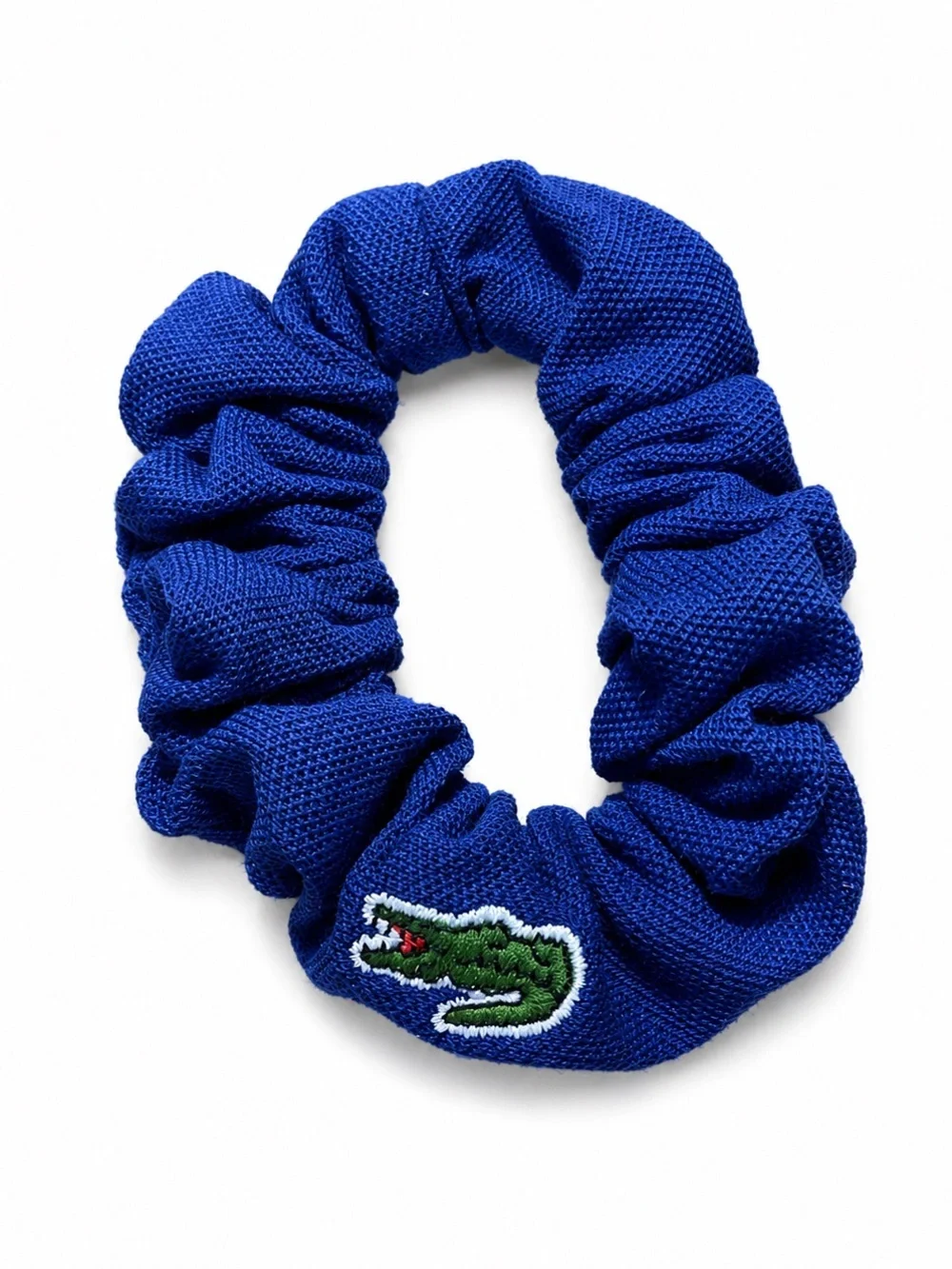 Lacoste Bright Blue Knit Croc Logo Hair Scrunchie